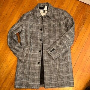 NWT American Eagle Outfitters Men's Gray Plaid Trench Coat